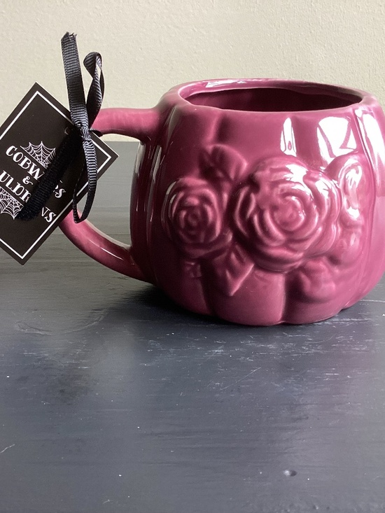Cobwebs And Cauldrons Other - NWT Cobwebs & Cauldrons Ceramic 3D Embossed Plum Color 22oz Mug New